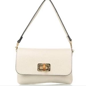 NWT- Tiny bamboo closure clutch, beige leather- comes with leather & chain strap